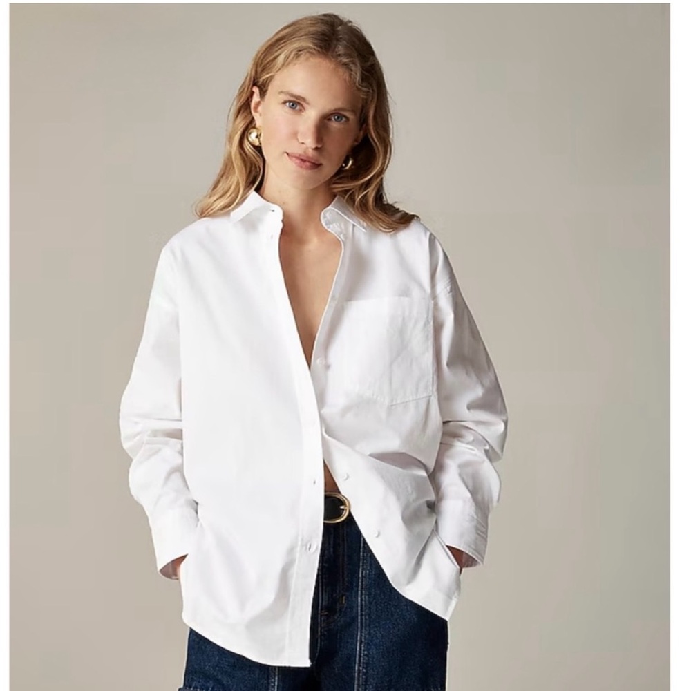 NWOT J. Crew Étienne Oversized Shirt Lightweight Oxford White Button Up